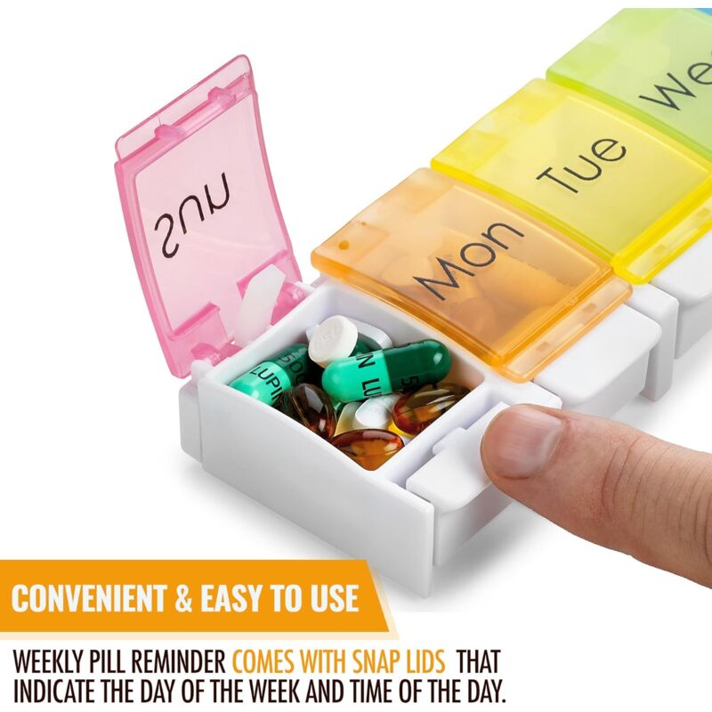 Rainbow Push-Button Easy-Open Weekly Pill Organiser