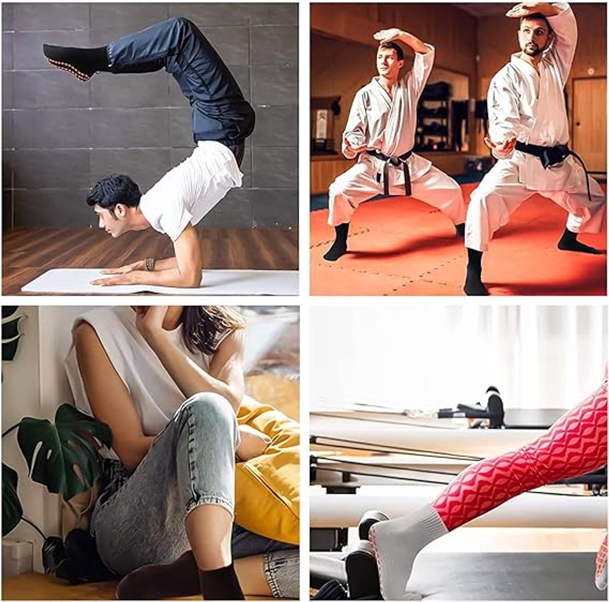Yoga Socks (2 Pairs), Socks with Embossed Dots -(Black / Navy Blue)