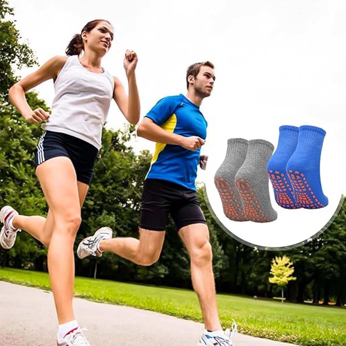Non-slip  Yoga Socks (2 pairs) - Non-slip Sports Socks for Adults (Sizes 36-43)