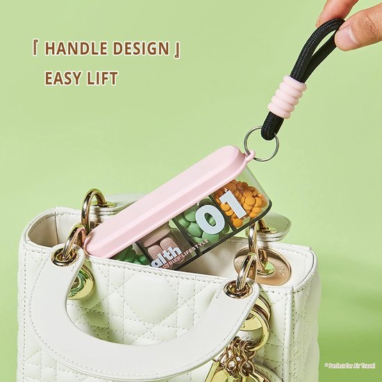 Medicine Box, Sliding Dual-Lock Travel Pill Organiser, Set of 2 (Light Pink, White)