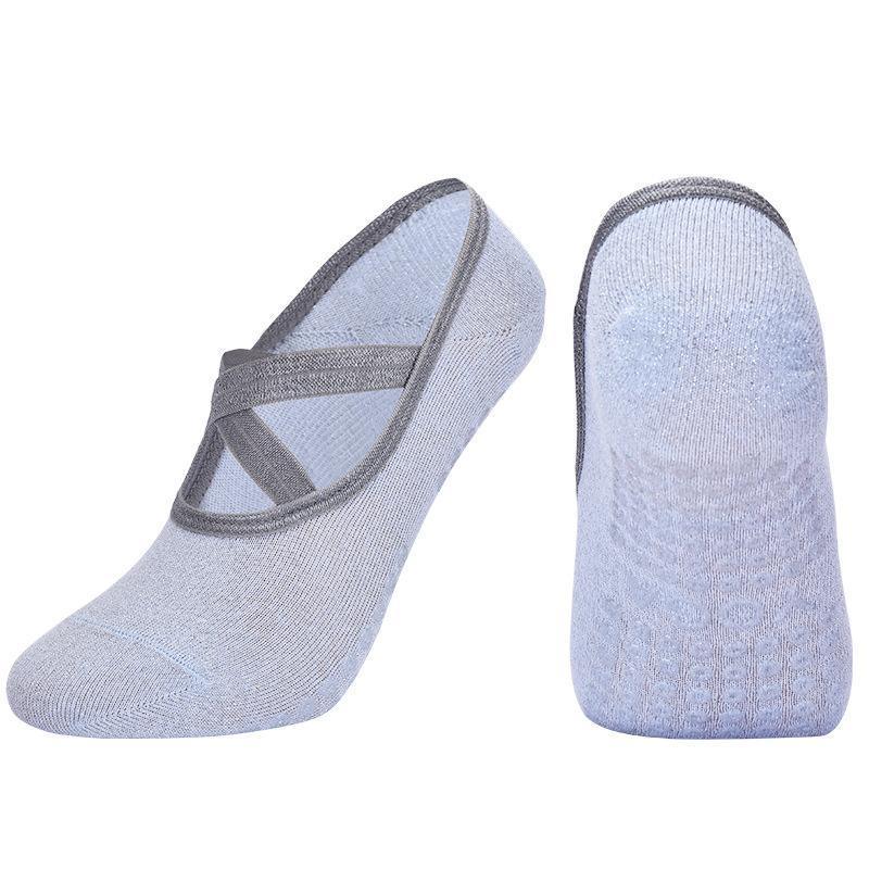 Non Slip Pilates Yoga Ballet Grip Socks for Women (Grey)